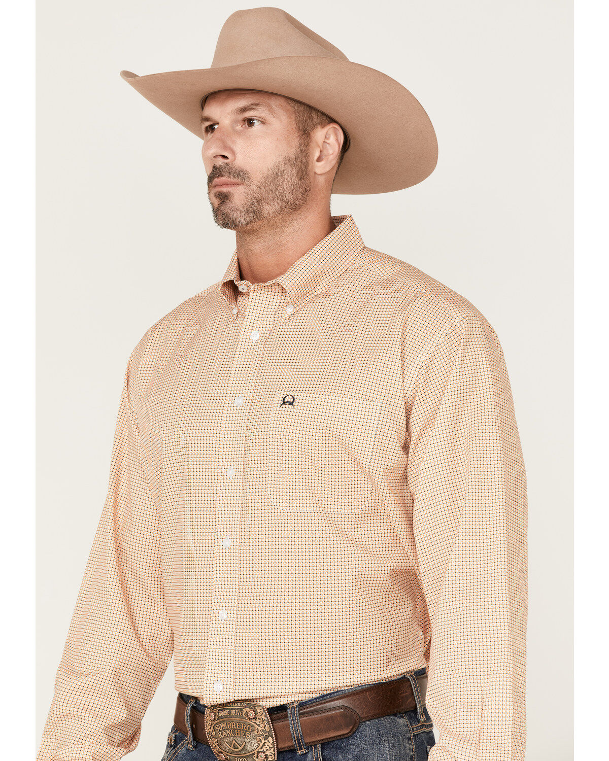 Image #2 - Cinch Men's ARENAFLEX® Small Plaid Long Sleeve Button Down Western Shirt, White, hi-res