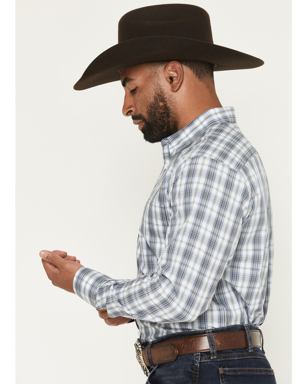 Image #2 - Ariat Men's Cody Plaid Print Long Sleeve Button-Down Western Shirt, White, hi-res
