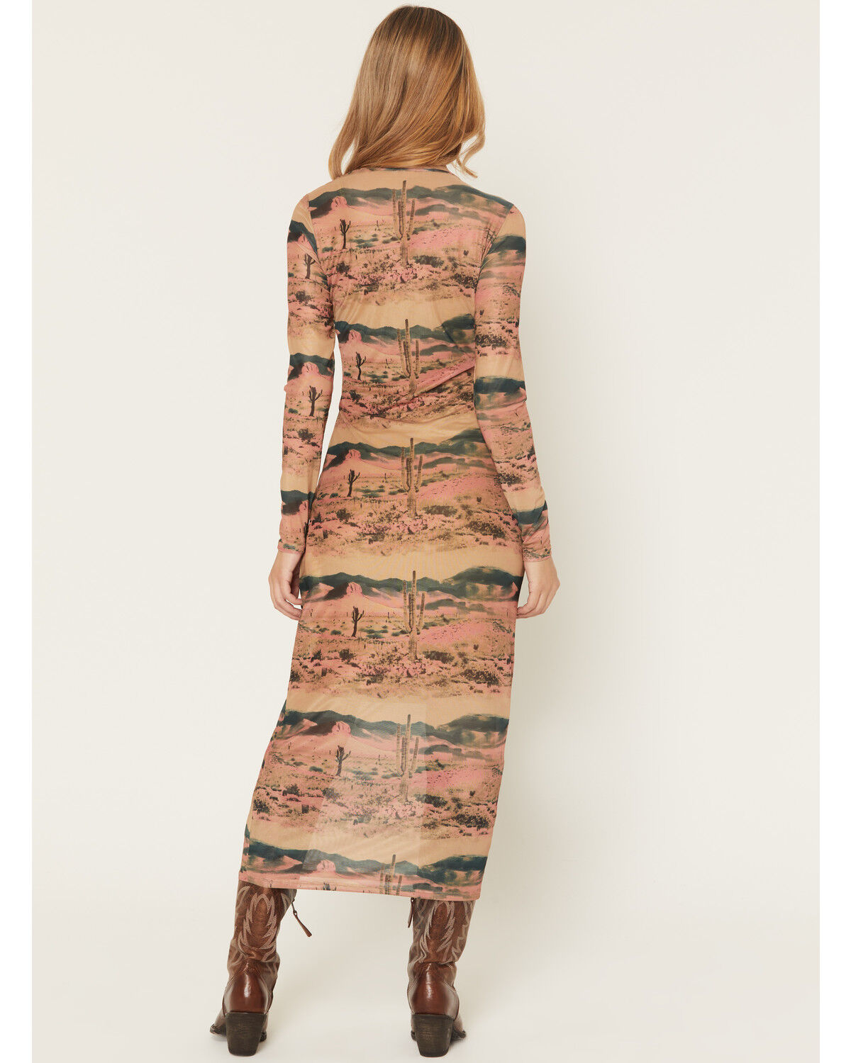 Image #4 - Wrangler Retro Women's Landscape Long Sleeve Mesh Maxi Dress, Mustard, hi-res