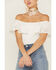 Panhandle Women's Eyelet Flounce Top, White, hi-res