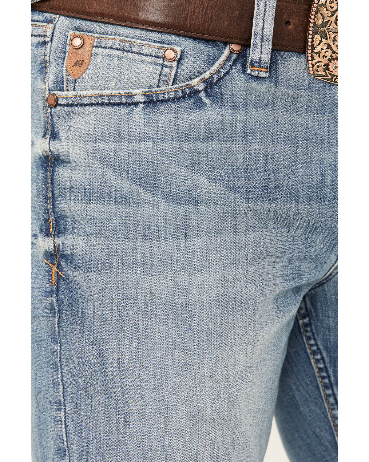 Image #2 - Moonshine Spirit Men's Whiskey Wash Decker Slim Straight Stretch Denim Jeans, Medium Wash, hi-res