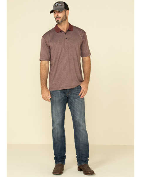 Image #3 - Cody James Core Men's Burgundy Tonal Striped Short Sleeve Polo Shirt , , hi-res