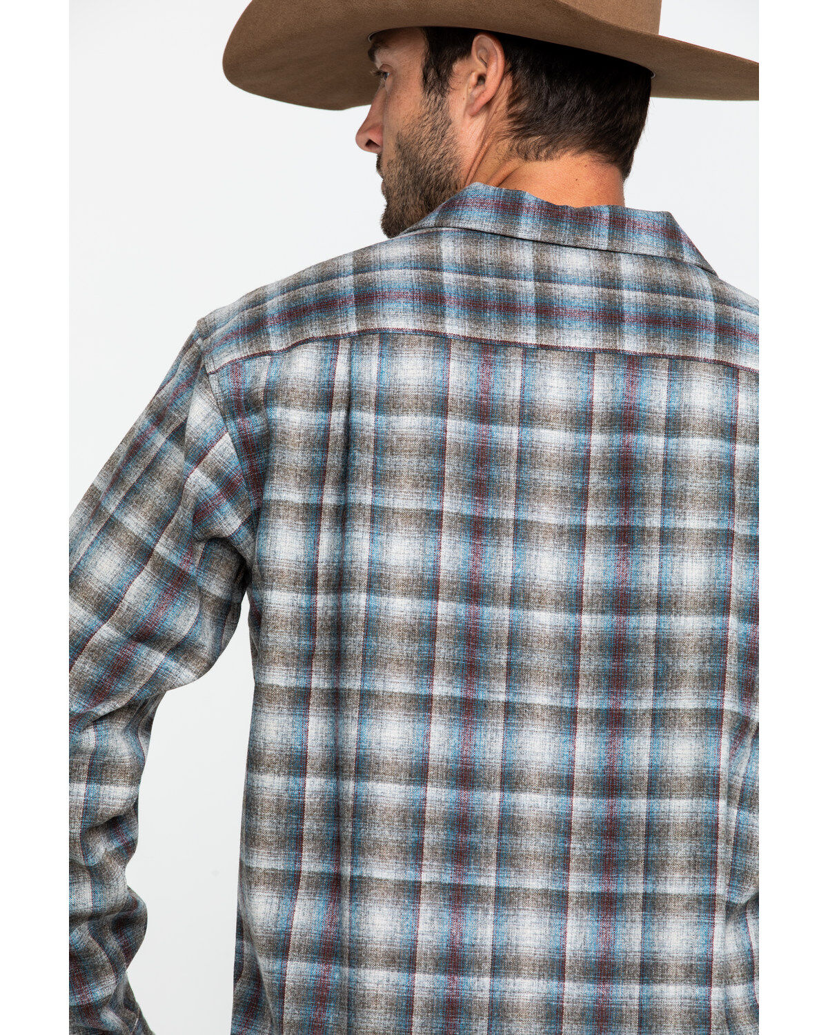 Image #5 - Pendleton Men's Gray Board Oxford Plaid Long Sleeve Western Shirt, , hi-res