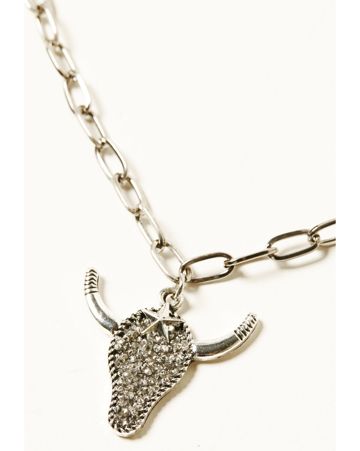 Image #2 - Shyanne Women's Rhinestone Steerhead Necklace, Silver, hi-res