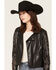 Image #2 - Idyllwind Women's Lazaro Boot Stitch Faux Leather Moto Jacket, Black, hi-res