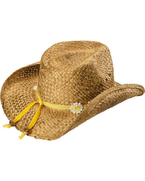 Shyanne® Girls' Daisy Straw Hat , Brown, hi-res