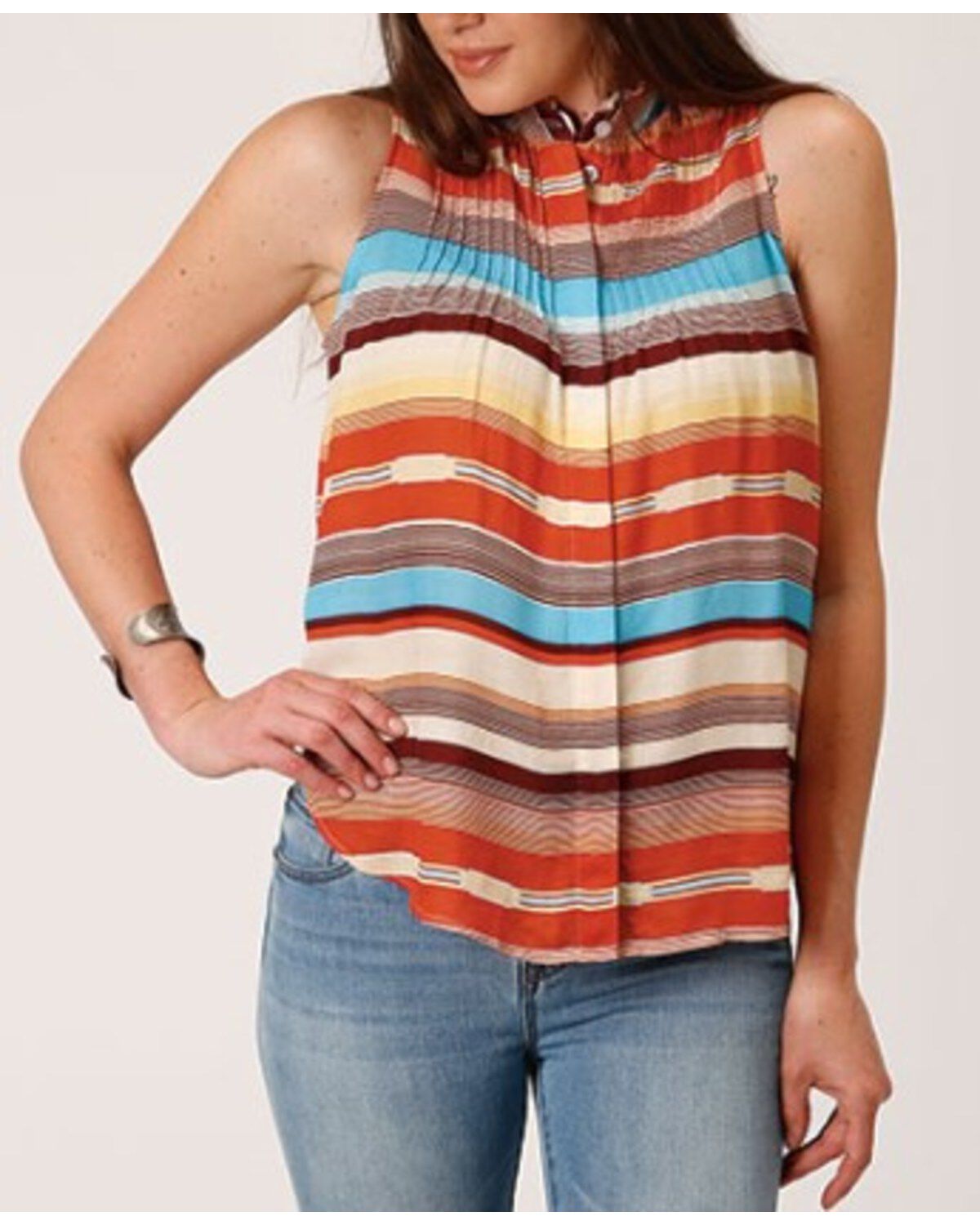 Stetson Women's Sunset Serape Striped Sleeveless Blouse, Multi, hi-res