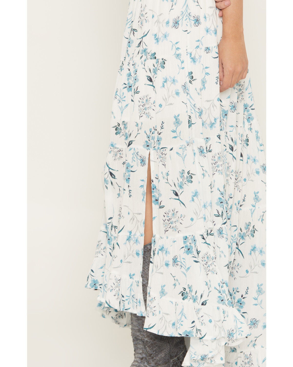 Image #2 - Wild Moss Women's Floral Print High-Low Skirt, Ivory, hi-res
