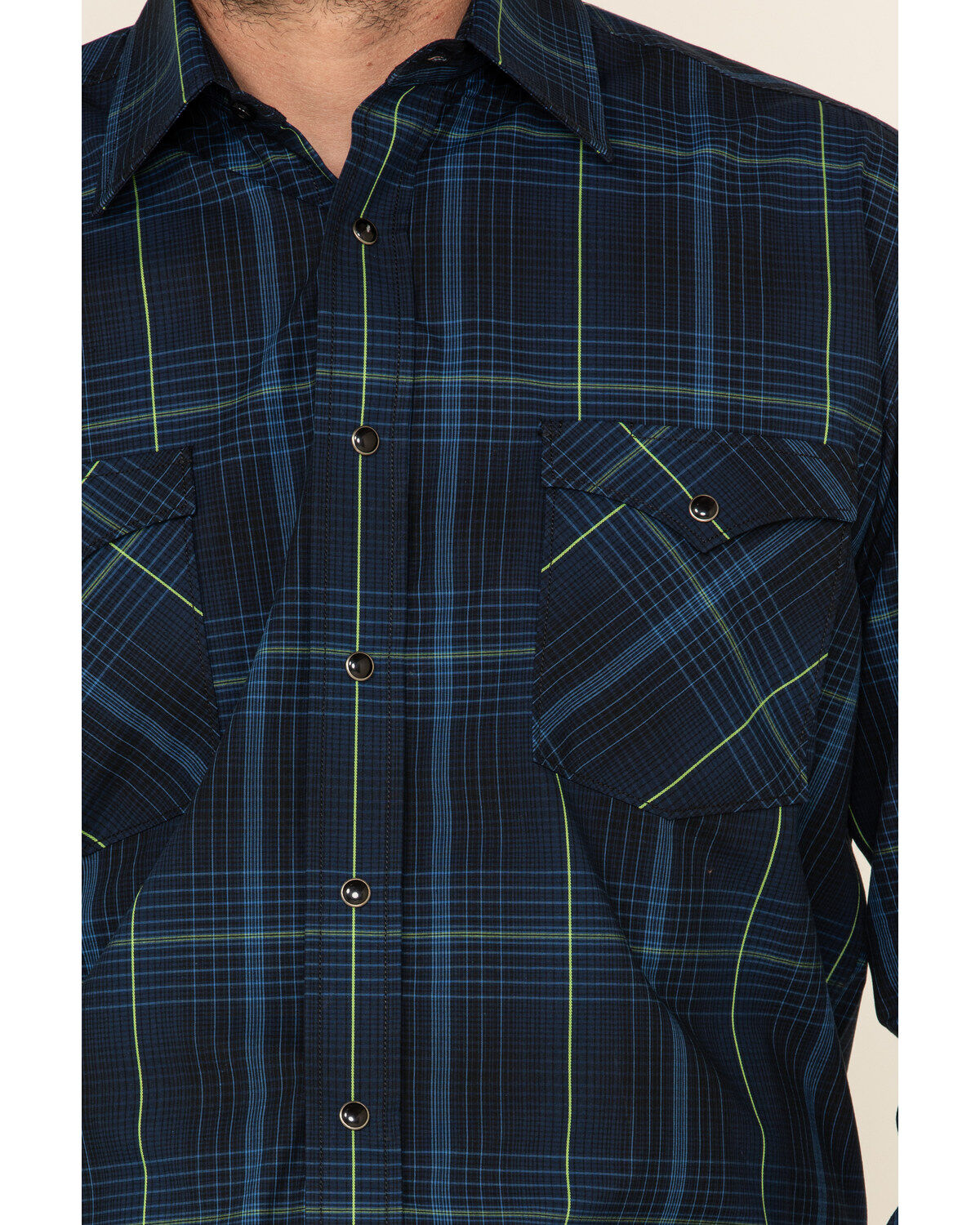 Image #3 - Rough Stock By Panhandle Men's Larkspur Ombre Plaid Print Long Sleeve Western Shirt, Black, hi-res