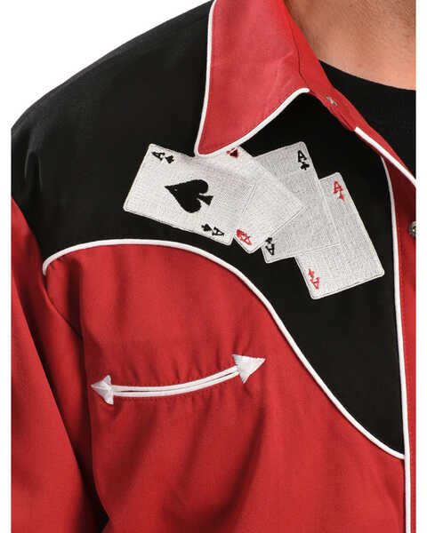 Image #4 - Scully Poker Cards Embroidered Retro Western Shirt - Big, , hi-res