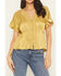 Image #3 - Shyanne Women's Satin Lace Trim Short Sleeve Button-Down Shirt, Olive, hi-res