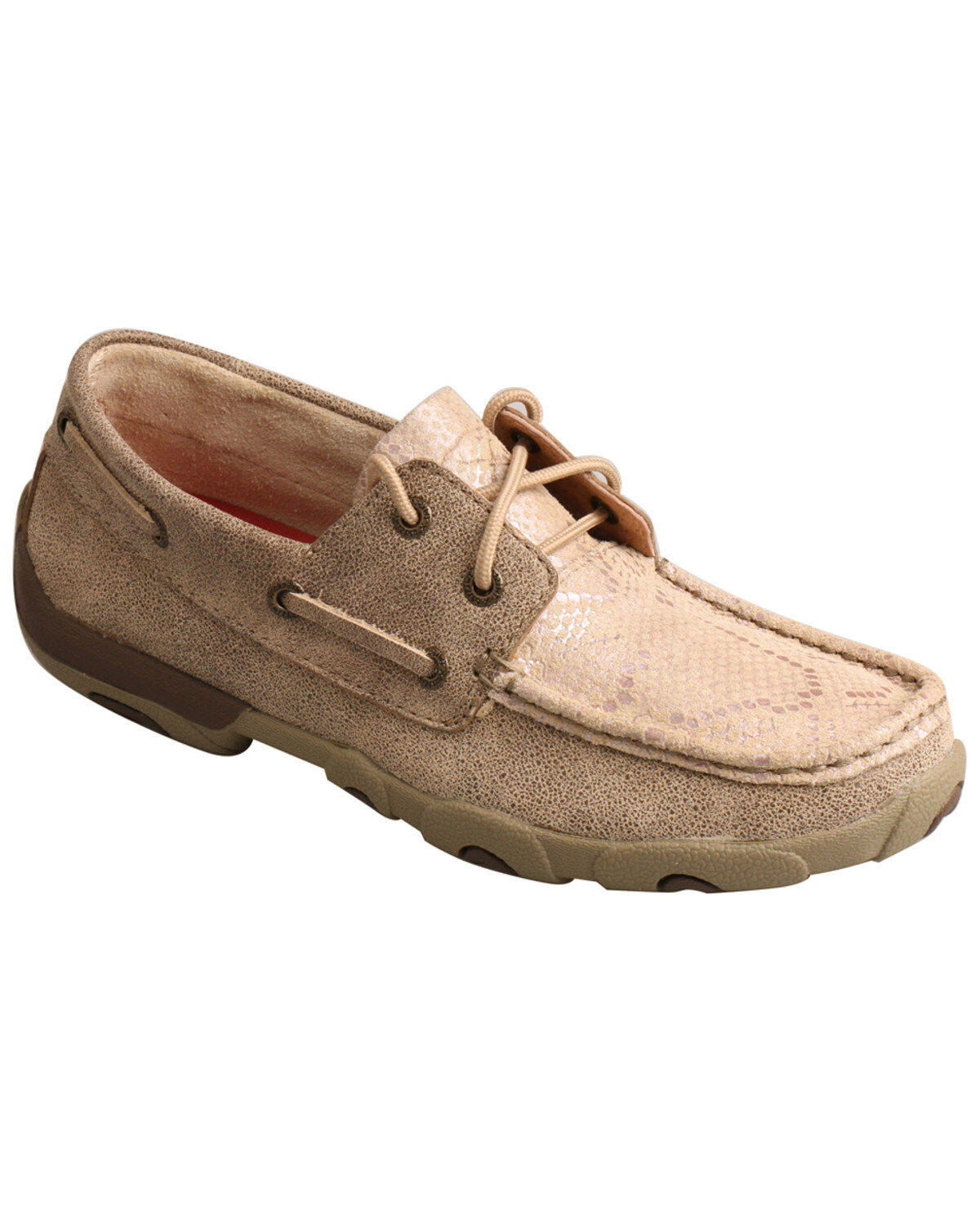 Image #1 - Twisted X Women's Snake Print Boat Shoe Driving Mocs, , hi-res
