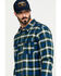  Hawx Men's Lineman Plaid Stretch Flannel Long Sleeve Work Shirt , Blue, hi-res
