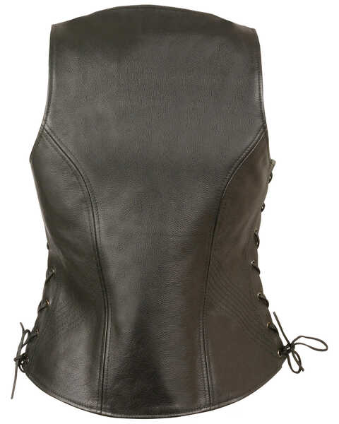 Image #2 - Milwaukee Leather Women's Open Neck Side Lace Zipper Front Vest - 3X, Black, hi-res