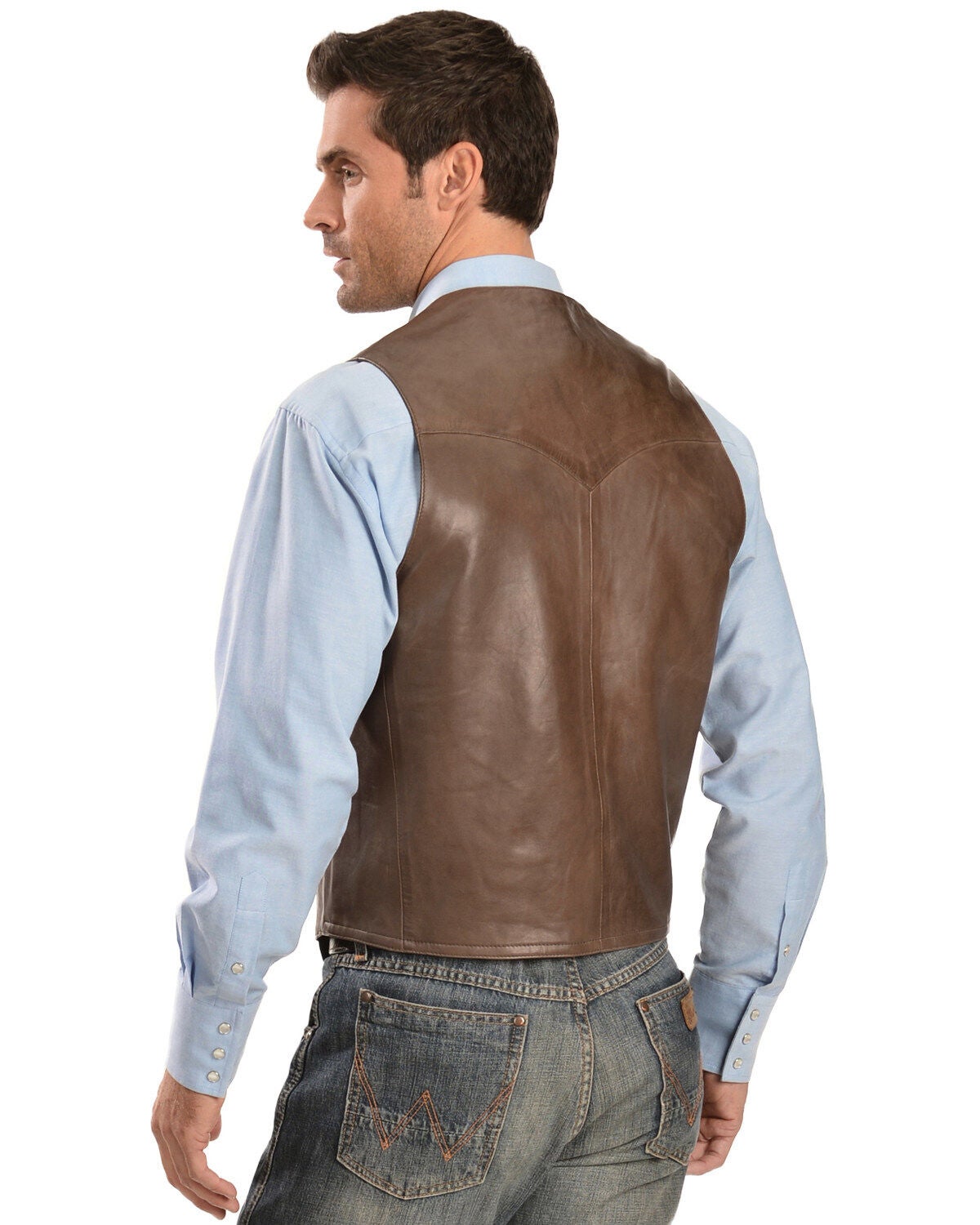 Image #3 - Scully Men's Frontier Leather Vest, Chocolate, hi-res