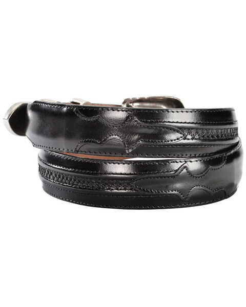 Image #3 - Lucchese Men's Black Goat With Hobby Stitch Leather Belt, , hi-res