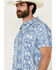 Image #2 - Panhandle Men's Southwestern Print Short Sleeve Performance Polo Shirt, Blue, hi-res