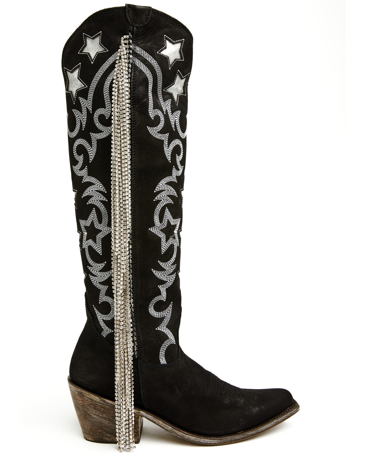 Image #2 - Liberty Black Women's Narel Inlay Fringe Tall Western Boots - Snip Toe, Black, hi-res