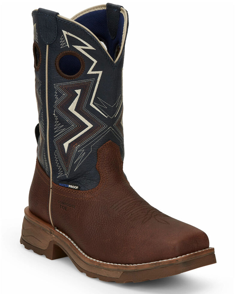 Tony Lama Men's Force Waterproof Western Work Boots - Composite Toe, Brown, hi-res