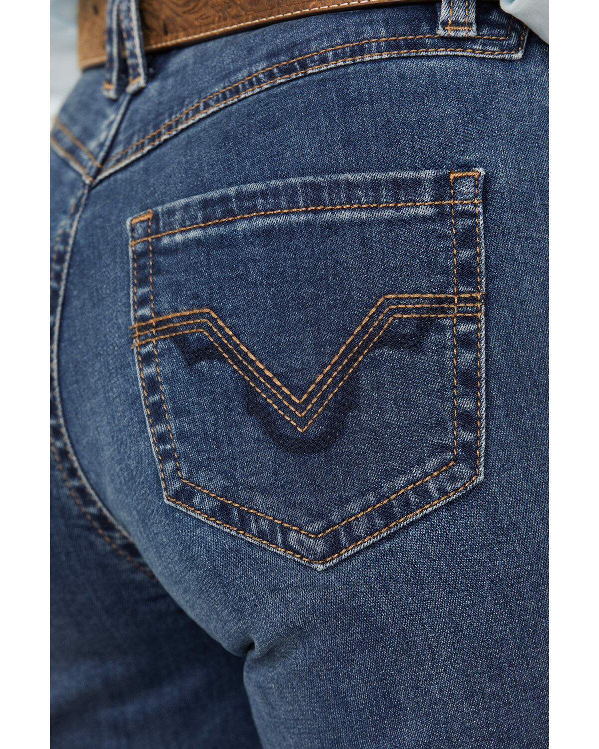 Image #4 - Rock & Roll Denim Women's Medium Wash High Rise Curved Yoke Trouser Stretch Denim Jeans, Medium Wash, hi-res