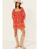 Image #1 - Free People Women's Border Endless Afternoon Long Sleeves Mini Dress, Red, hi-res