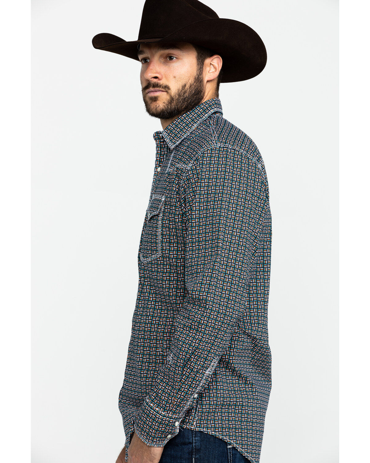 Image #3 - Wrangler 20X Men's Advanced Comfort Competition Geo Print Long Sleeve Western Shirt , , hi-res