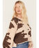 Beyond The Radar Women's Cow Print Sweater, Brown, hi-res