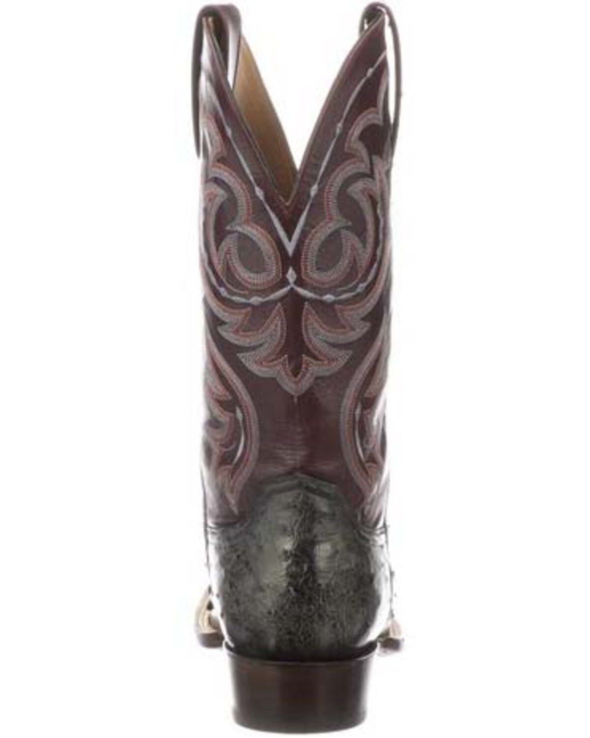 Image #4 - Lucchese Men's Harris Full Quill Ostrich Western Boots - Wide Square Toe, Dark Grey, hi-res