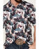Image #3 - Cinch Men's ARENAFLEX® Palm Leaf Print Short Sleeve Performance Polo, Purple, hi-res