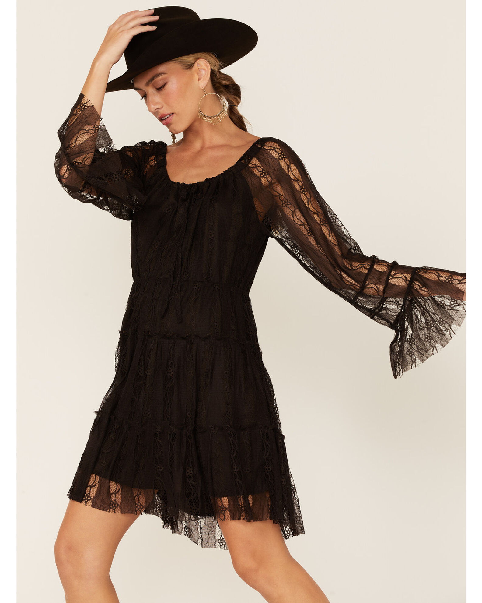 Black lace deals western dress