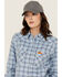 Image #2 - Wrangler Women's FR Riverside Plaid Print Long Sleeve Snap Work Shirt, Blue, hi-res