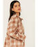 Image #2 - Rock & Roll Denim Women's Brushed Plaid Print Shacket, Rust Copper, hi-res