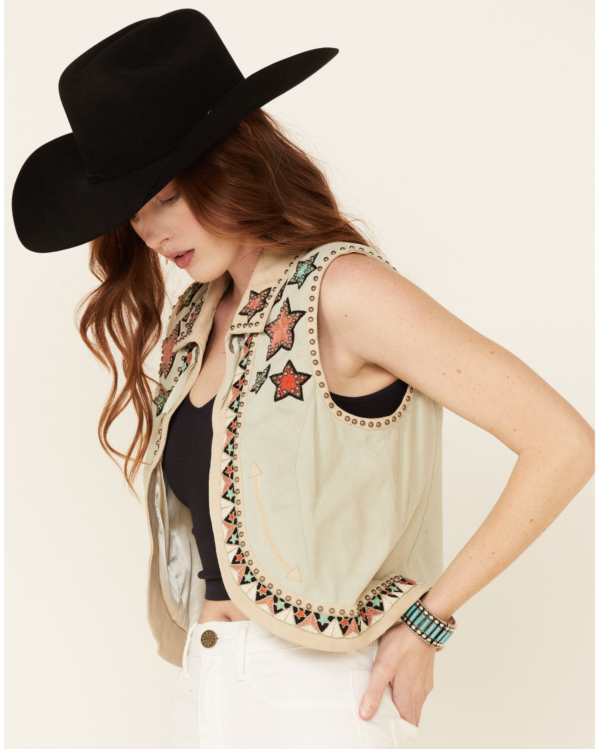 Image #3 - Double D Ranch Women's Song Of The West Suede Vest, Ivory, hi-res