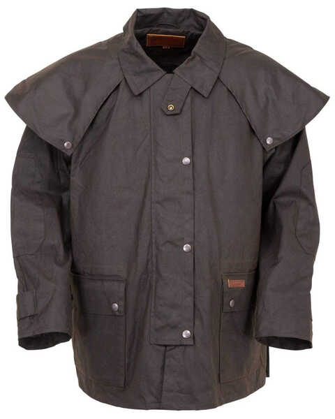 Outback Unisex Short Oilskin Jacket, Brown, hi-res