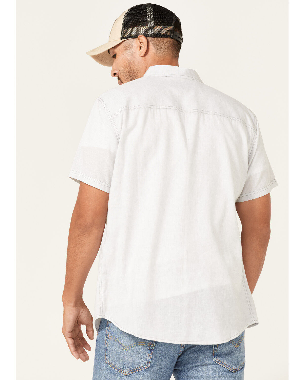Image #4 - Brothers and Sons Men's Solid Performance Short Sleeve Button Down Western Shirt, Light Grey, hi-res