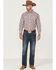 Resistol Men's Bradenton Windowpane Plaid Long Sleeve Button Down Western Shirt, Off White, hi-res