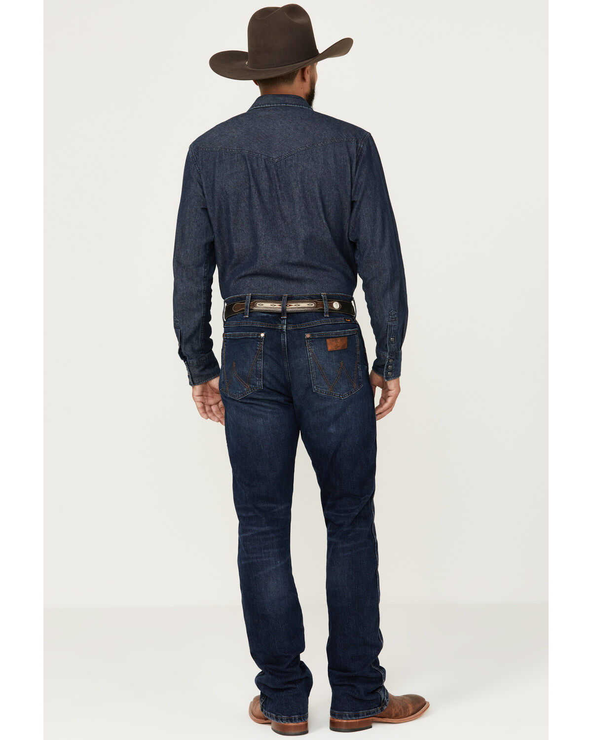 Image #3 - Wrangler Retro Men's Fenholloway Dark Wash Slim Bootcut Stretch Premium Green Jeans, , hi-res