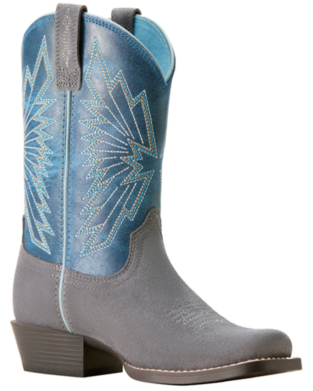 Image #1 - Ariat Boys' Decatur Suede Western Boots - Square Toe, Grey, hi-res