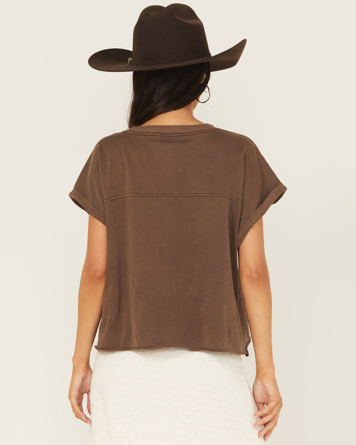 Image #4 - Cleo + Wolf Women's Country Roads Short Sleeve Cropped Graphic Tee, Brown, hi-res