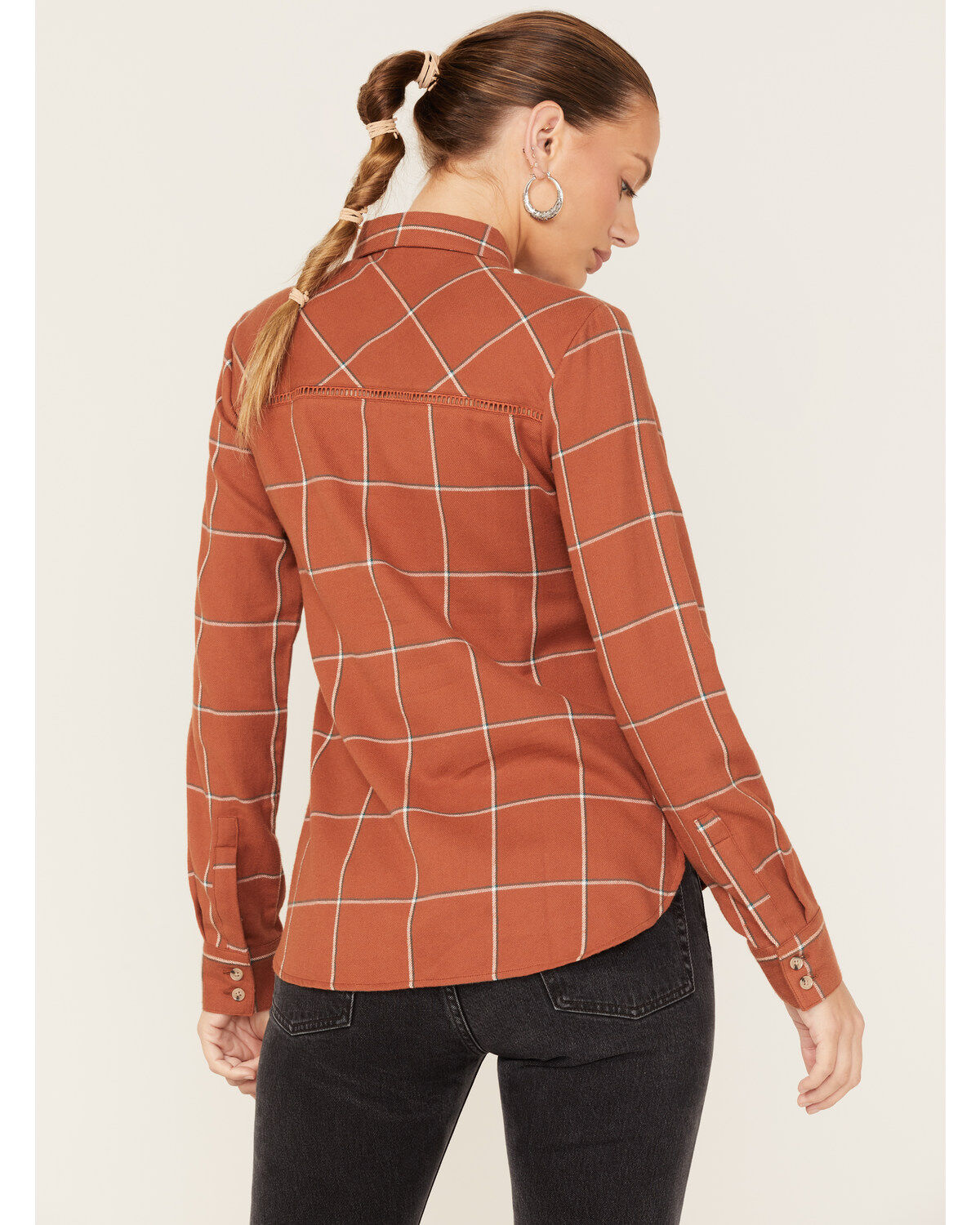Image #4 - Shyanne Women's Plaid Print Long Sleeve Flannel Button-Down Shirt, Chestnut, hi-res