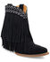 Image #1 - Dingo Women's Tapadero Suede Fringe Western Booties - Round Toe, Black, hi-res