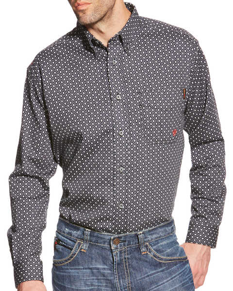 Image #1 - Ariat Men's FR Tyler Foulard Geo Print Long Sleeve Western Shirt , , hi-res
