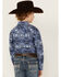 Image #4 - Rock & Roll Denim Boys' Bright Southwestern Print Long Sleeve Pearl Snap Western Shirt, Blue, hi-res