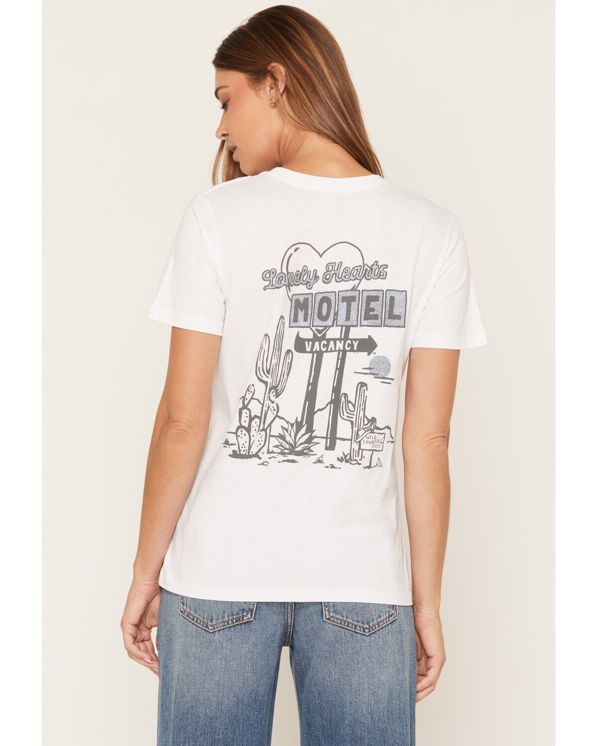 Image #1 - Cowgirl Up Women's Heart Short Sleeve Graphic Tee, White, hi-res