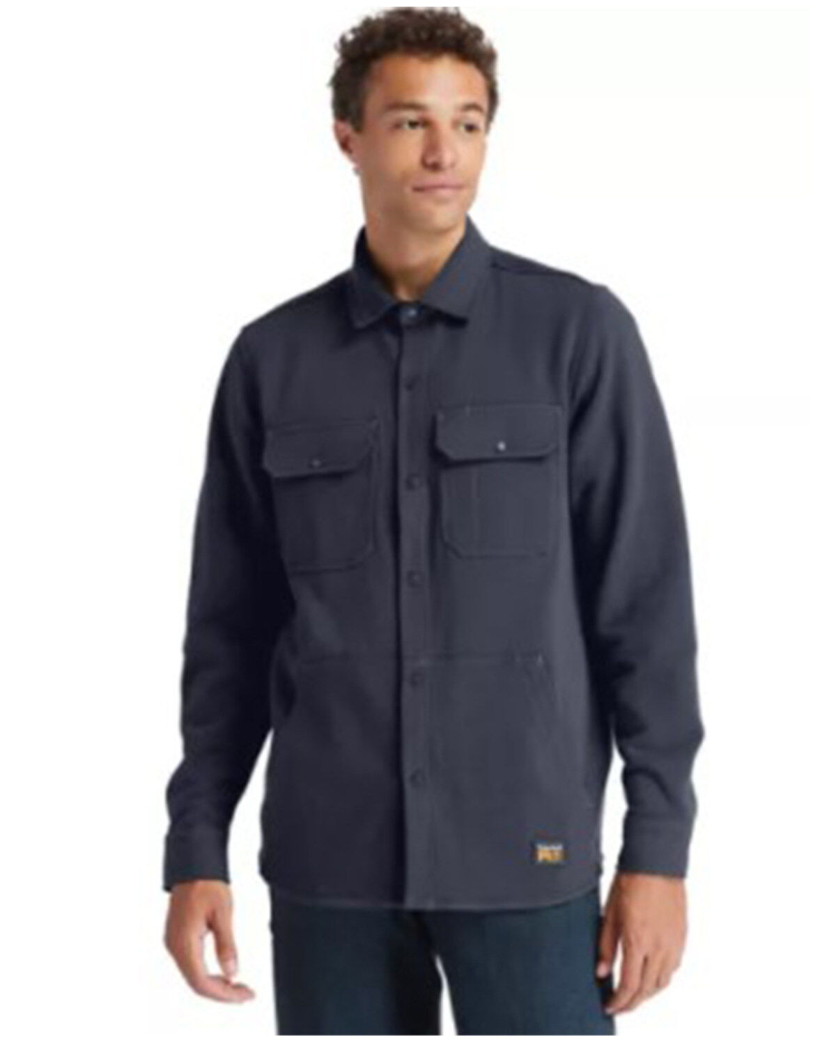 Image #1 - Timberland PRO Men's Solid Indigo Mill River Long Sleeve Button Down Fleece Work Shirt Jacket, Indigo, hi-res
