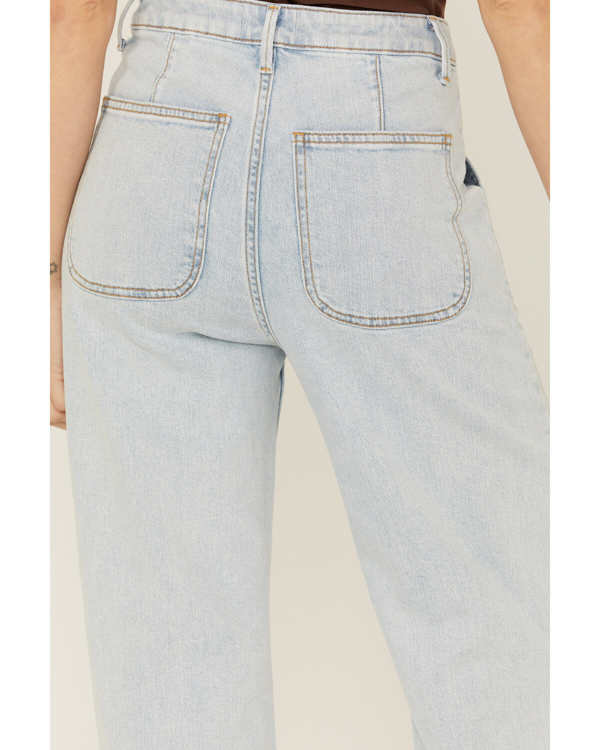 Image #4 - Driftwood Women's Callie X Boogie Nights Light Wash High Rise Floral Embroidered Straight Stretch Denim Jeans, Light Wash, hi-res