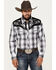 Image #1 - Avalon Men's Embroidered Long Sleeve Snap Western Shirt, White, hi-res