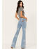 Image #3 - Wrangler Retro Women's Light Wash Mid Rise Star Print Mae Flare Jeans, , hi-res