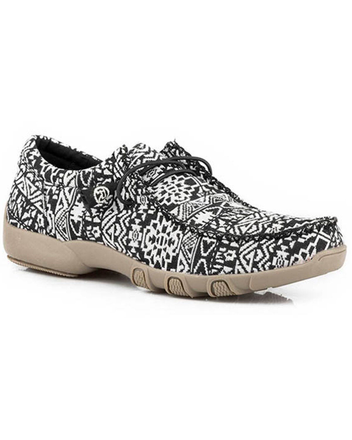 Roper Women's Chillin' Southwestern Print Casual Shoes - Moc Toe, Black, hi-res