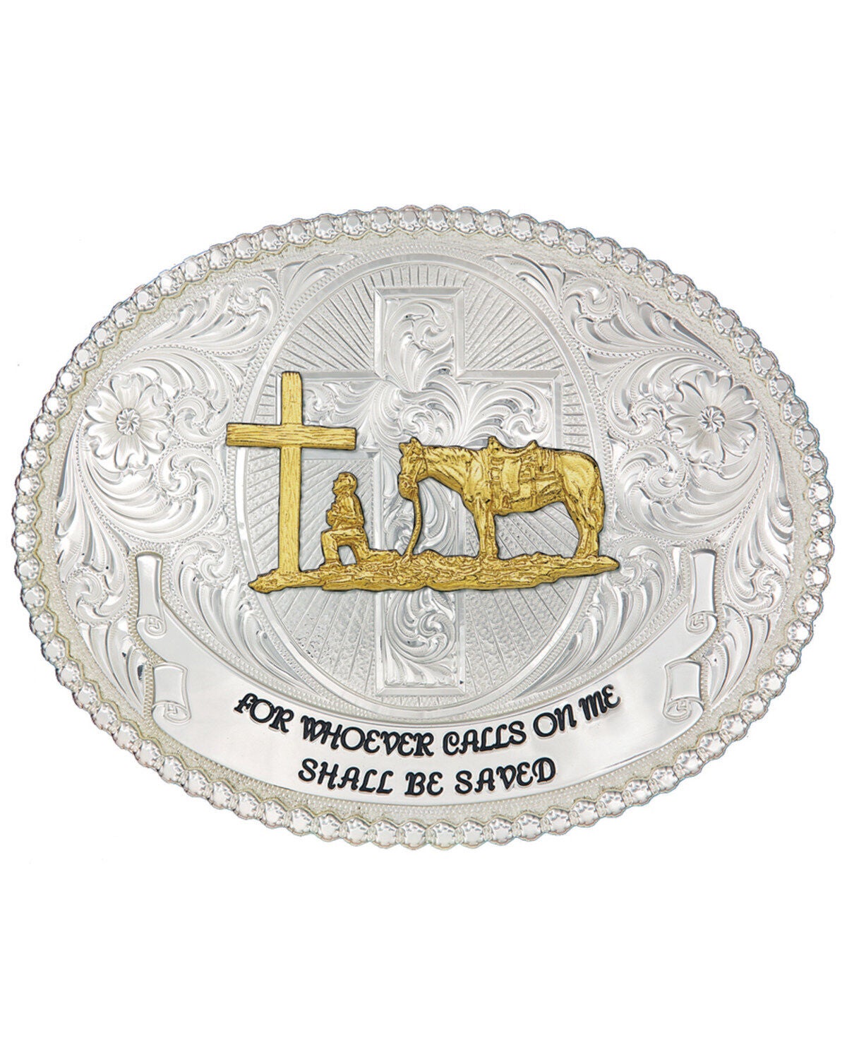 Montana Silversmiths Faith and Wisdom Western Belt Buckle, Silver, hi-res